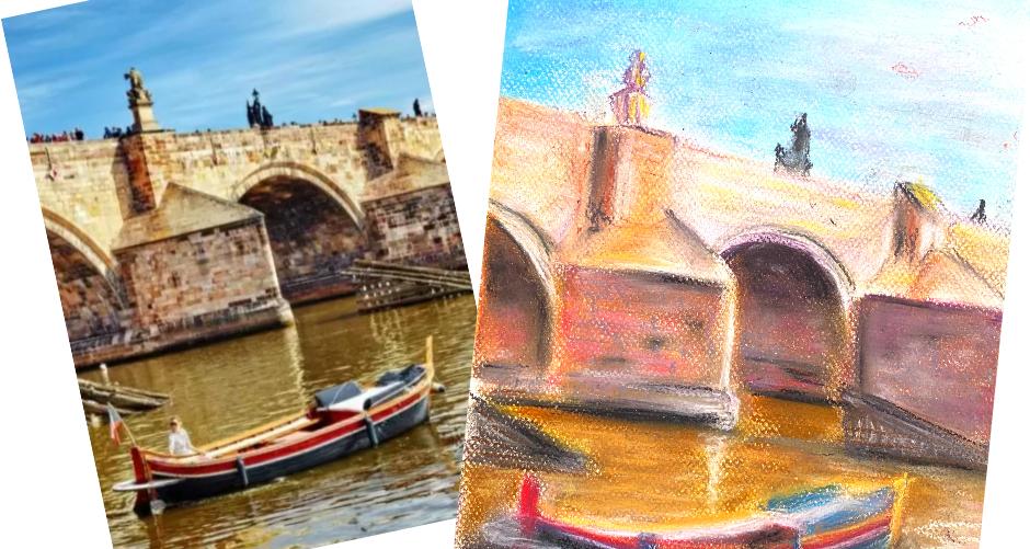 Online kurzy kreslení - 29 různých kurzů v pohodlí domova - Karlův most pastelem snadno a krásně - online kurz