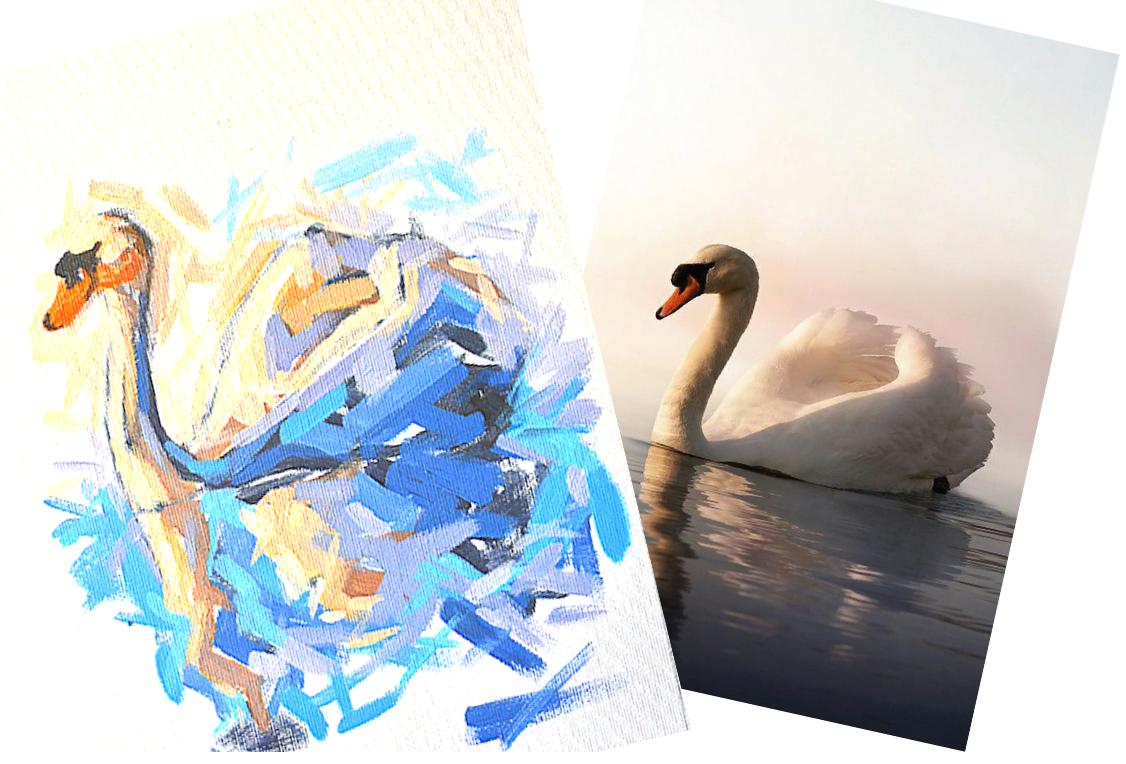 Online kurzy kreslení - 29 různých kurzů v pohodlí domova - Labuť akrylem na plátno - online kurz