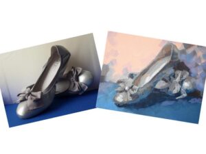 Online kurzy kreslení – 29 různých kurzů v pohodlí domova – Zátiší balerínky akrylem na plátno – online kurz