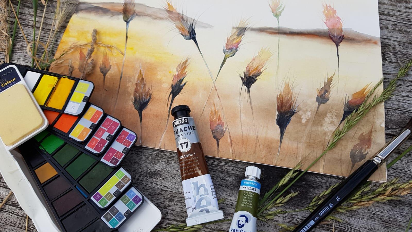 Online kurzy kreslení - 29 různých kurzů v pohodlí domova - Tajemství akvarelové barvy "Pole" - online