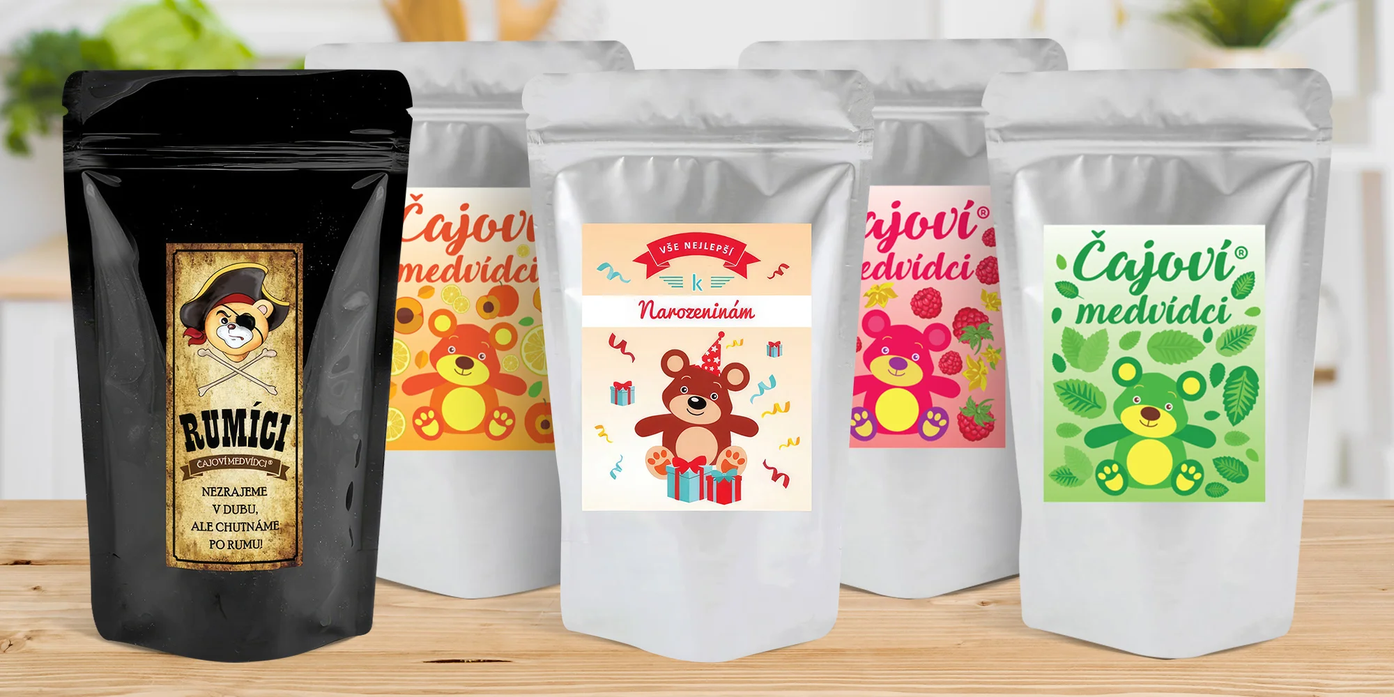 XXL čajoví medvídci, jednorožci i dinosauři