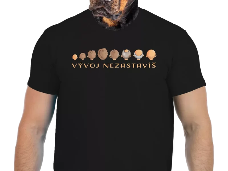 Vtipné tričko Bastard: Vývoj nezastavíš