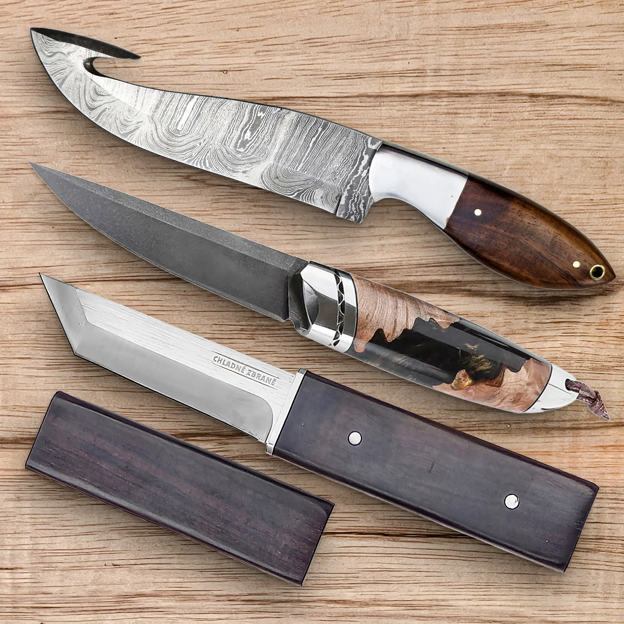 Nože z damaškové oceli: japonský, lovecký i zavírací - Obrázek 2