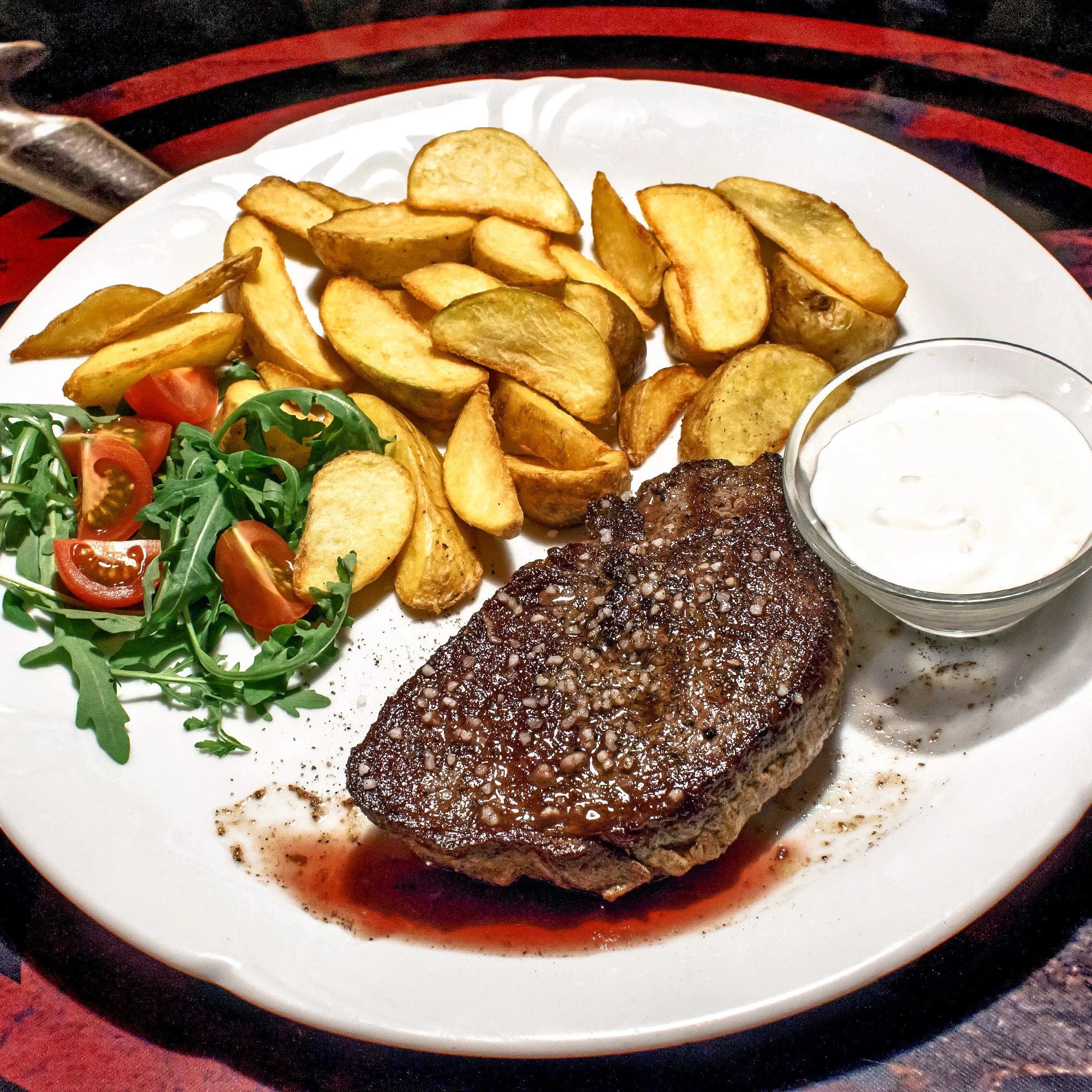 1 či 2 vyzrálé rumpsteaky s dipem a přílohou - Obrázek 2