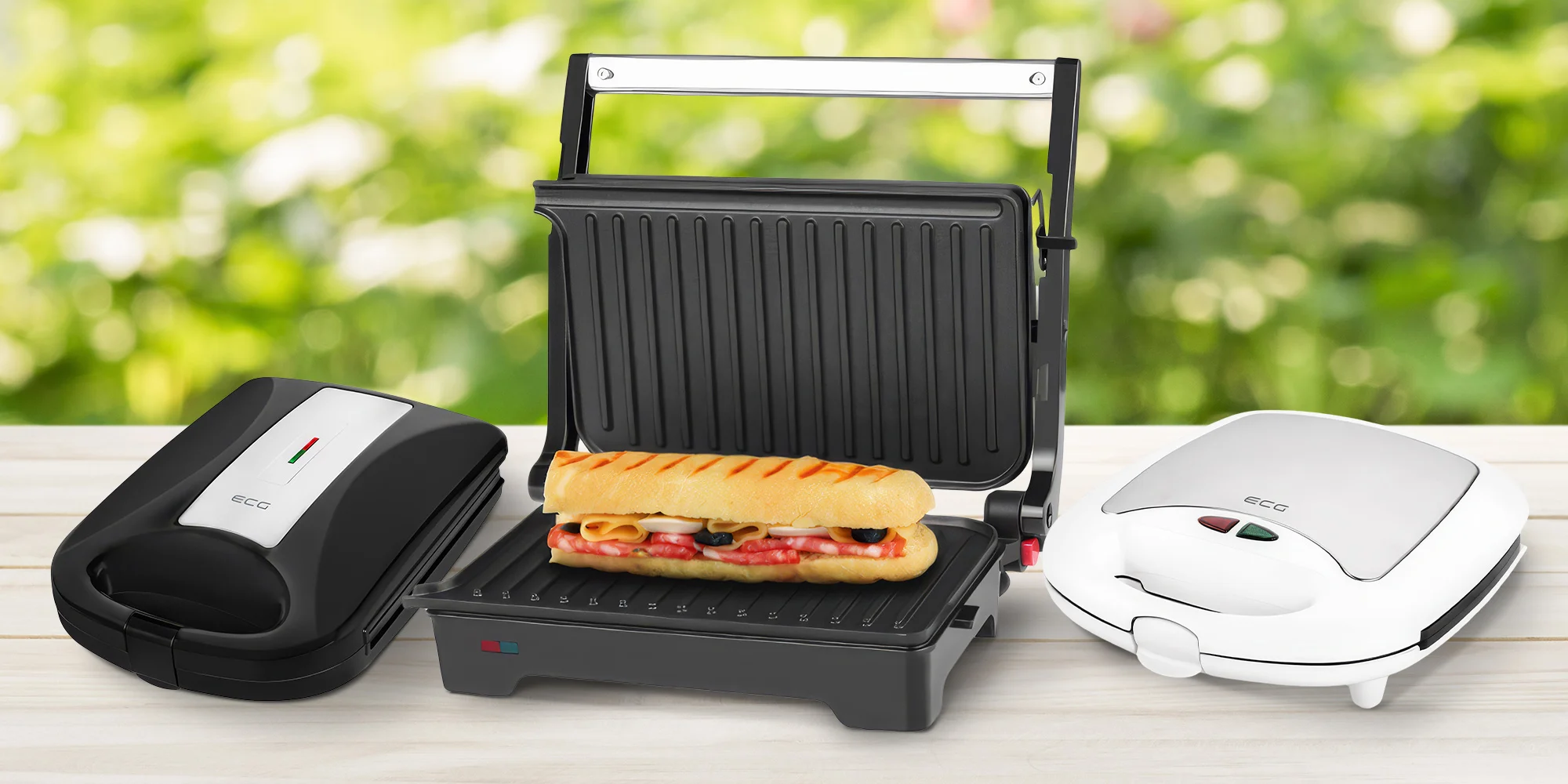 Kontaktní grily a sendvičovače značky ECG