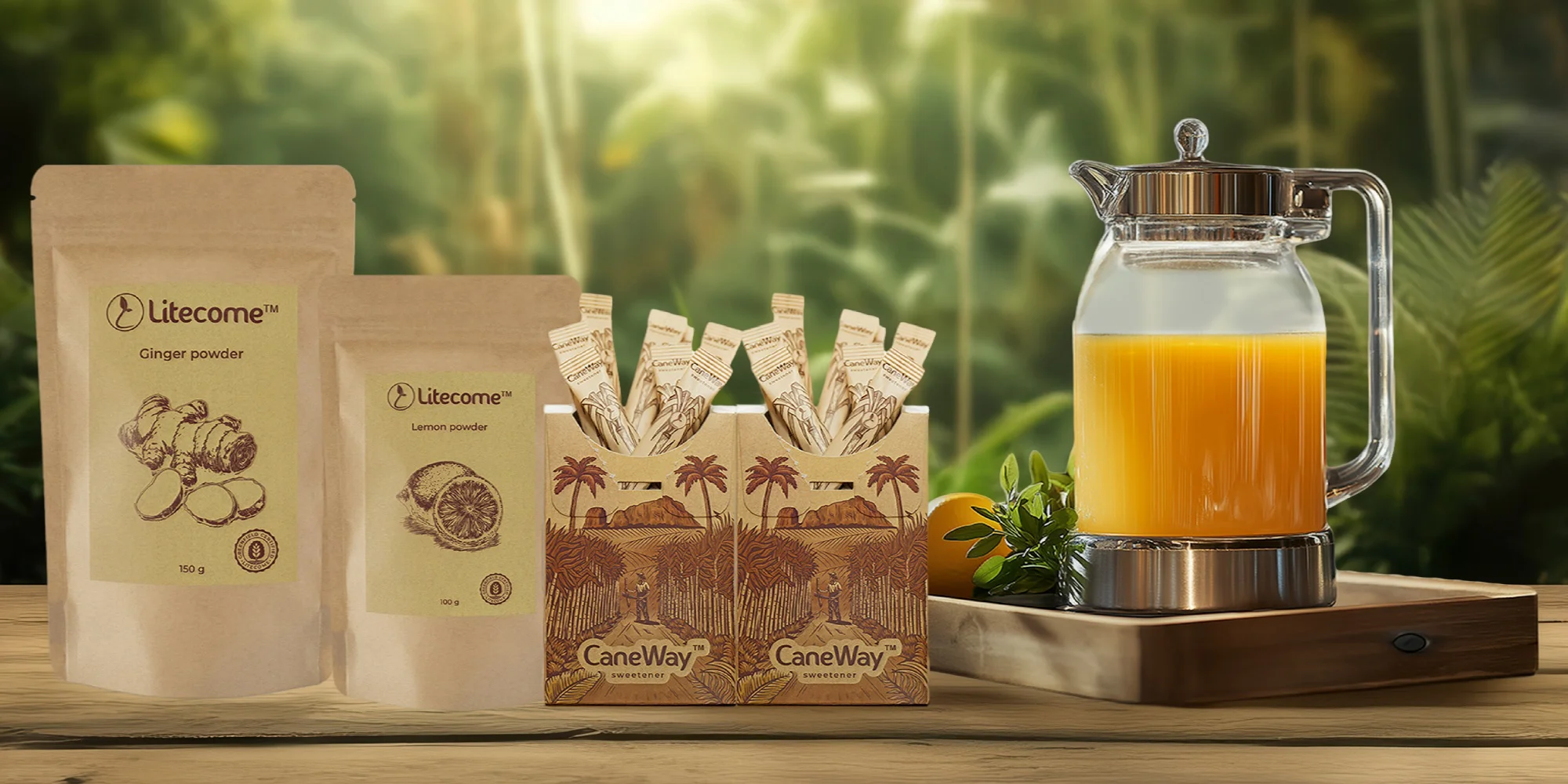 100% přírodní nápoje v prášku a nízkokalorické sladidlo