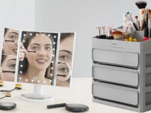 Čistič štětců, LED zrcátka a organizéry na kosmetiku