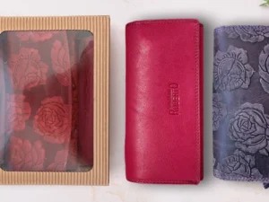 Elegantní dámské kožené peněženky: různé barvy a vzory