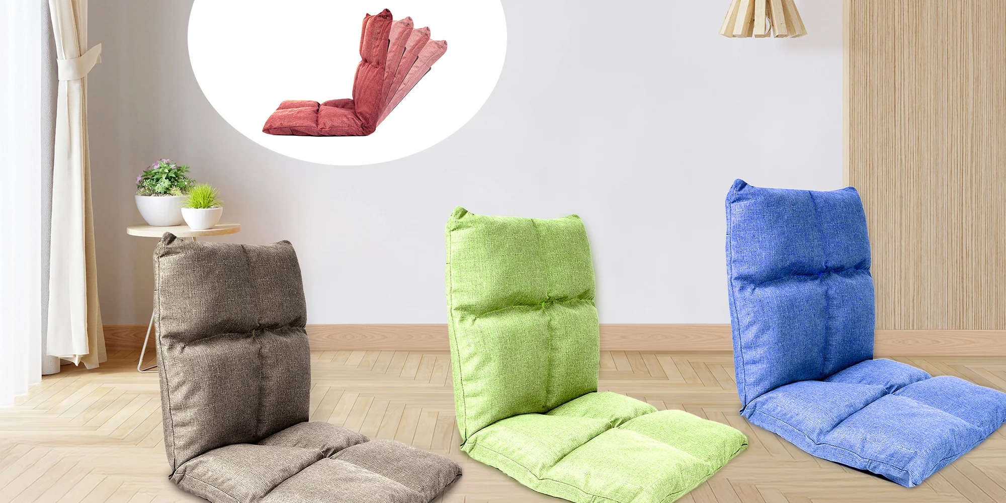 Polohovací křesla na podlahu: v bílé, hnědé i zelené