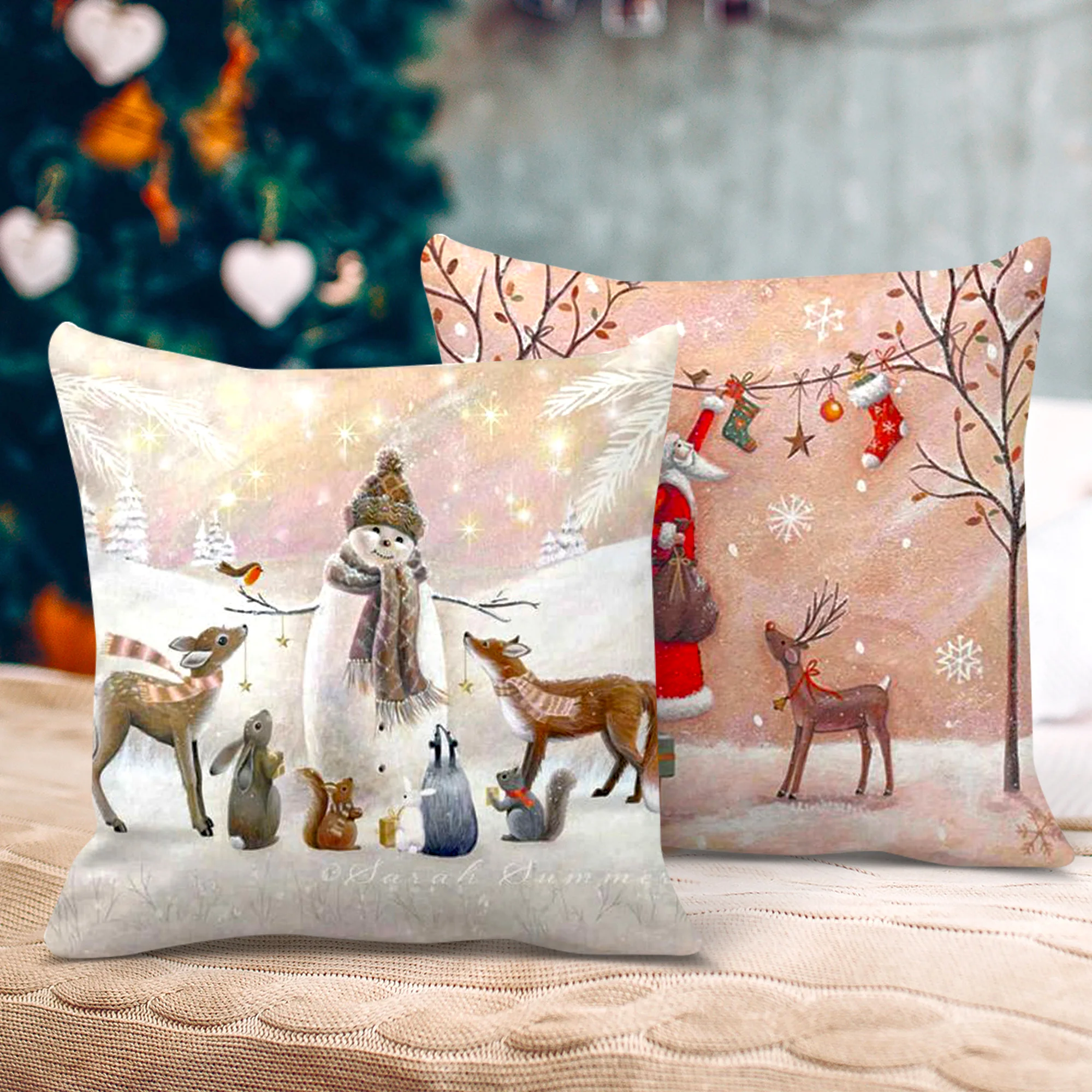 Vánoční a zimní potahy na polštář se zvířátky - Obrázek 2