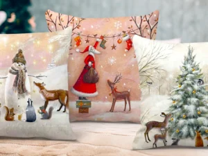 Vánoční a zimní potahy na polštář se zvířátky