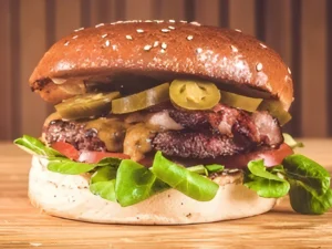 Burger podle výběru z 8 druhů a hranolky či krokety