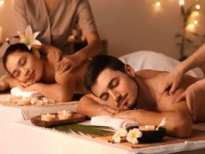 Párové hýčkání: masáž, vířivka, sauna, sekt a ovoce