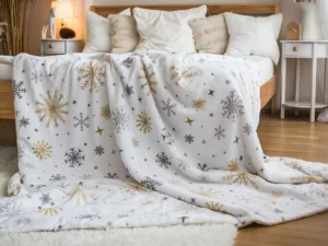 Hřejivé deky s beránkem: s kočkami i vločkami