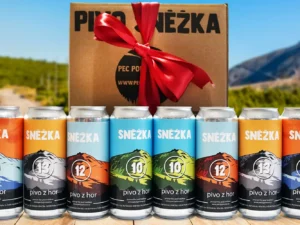Dárkové sety piv Sněžka i s půllitrem či podtácky