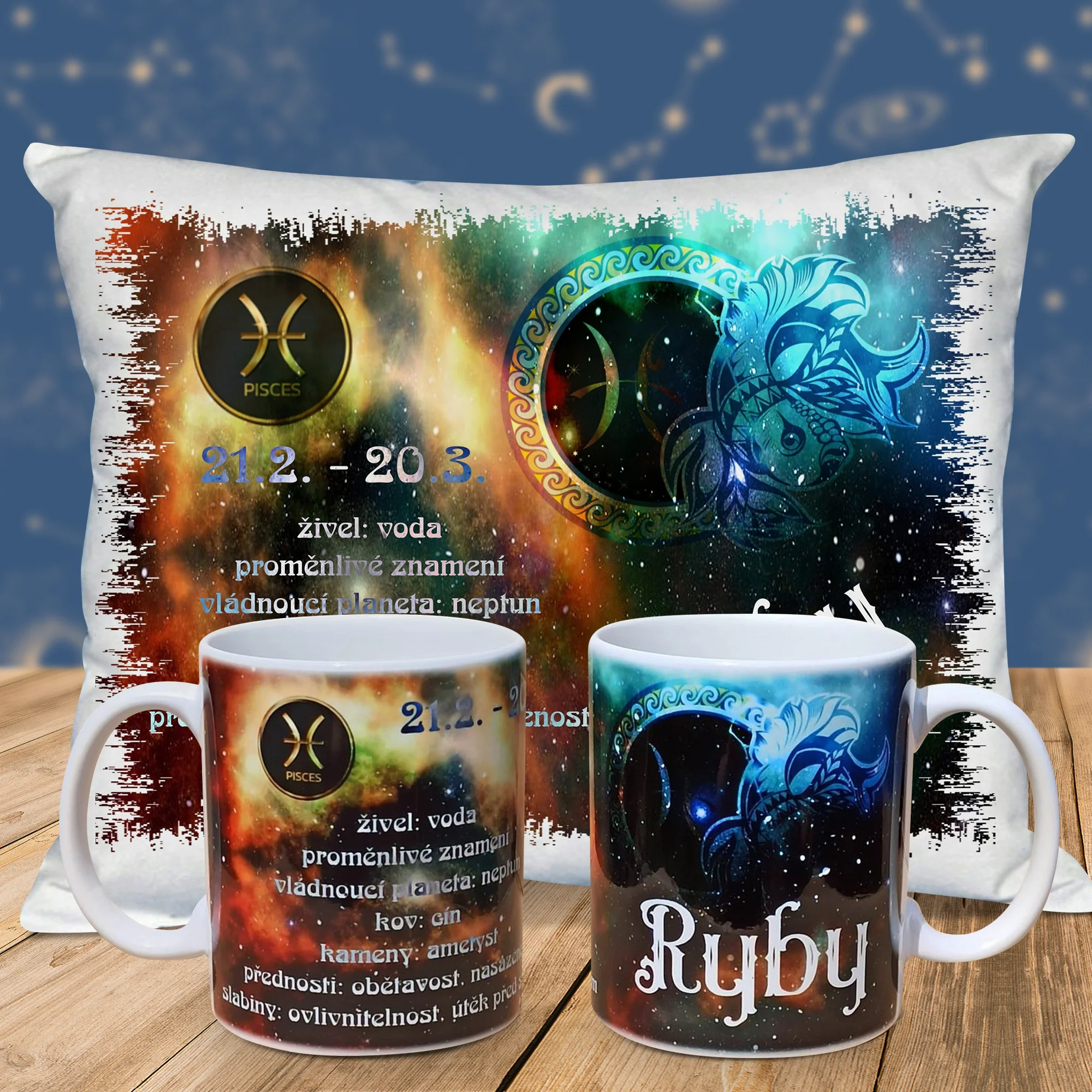 Dárkový set: polštář a hrnek se znamením zvěrokruhu - Obrázek 2