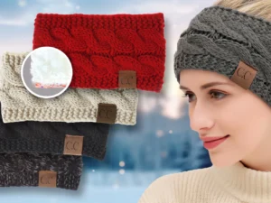 Zimní hřejivá pletená čelenka s kožíškem: různé barvy