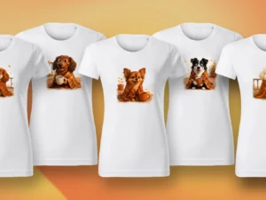 Dámská trička s pejsky v podzimním motivu