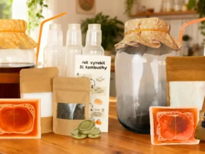Kompletní sety na výrobu kombuchy: startovací nálev, sklenice i lahve