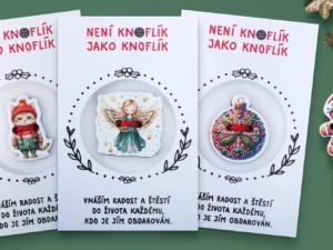 Vánoční knoflíčky pro štěstí: anděl, zvířátka i perníček