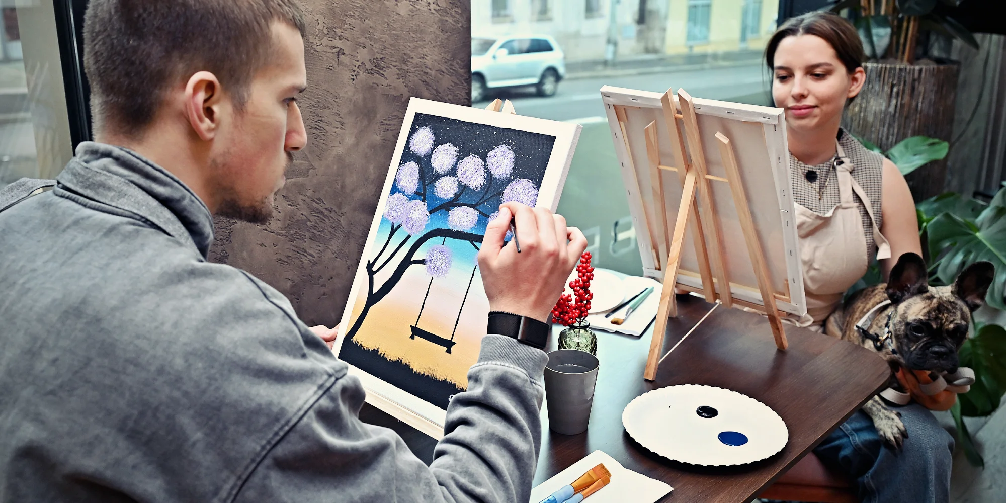 Párové malování spojeného obrazu s lahví prosecca - Obrázek 10