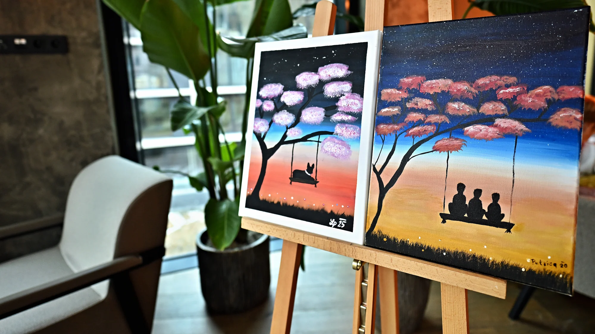 Párové malování spojeného obrazu s lahví prosecca - Obrázek 3