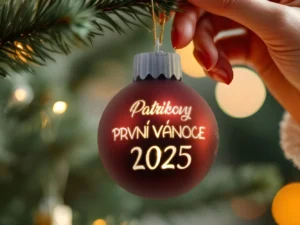 Svíticí vánoční baňka s vlastním textem či fotkou