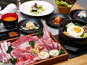 Korejské BBQ: degustační grilování hovězího Wagyu, bůčku, krevet i jehněčího pro 2-4 os.