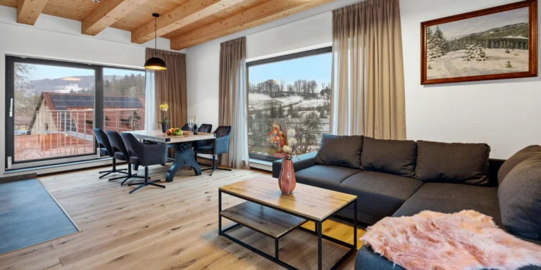 Dovolená v Krkonoších: luxusně vybavené apartmány až pro 8 osob se saunou